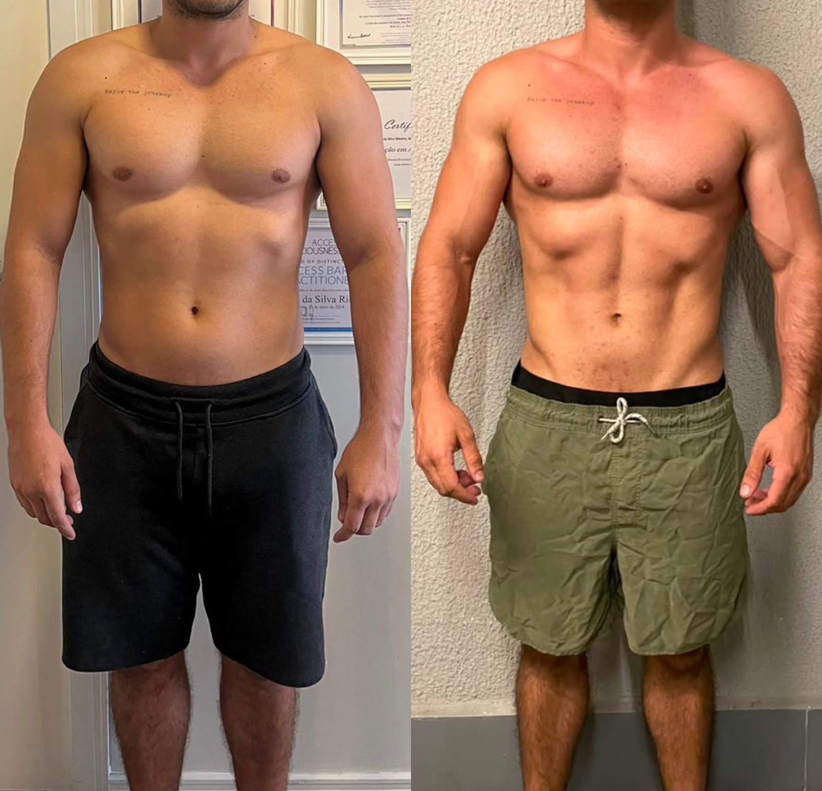 Registro de antes e depois de paciente em acompanhamento nutricional